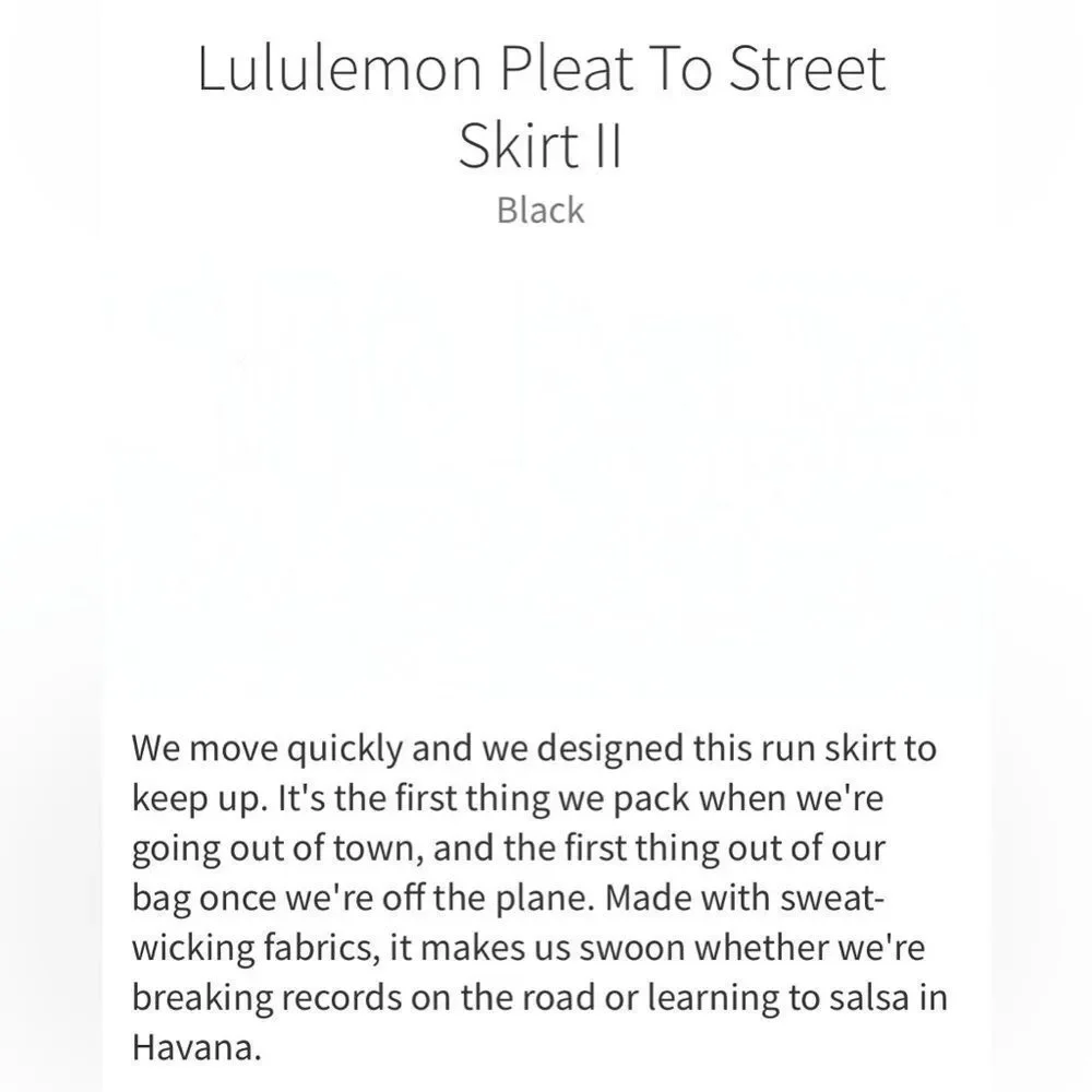 Lululemon Pleat To Street Skirt II Black Size 8